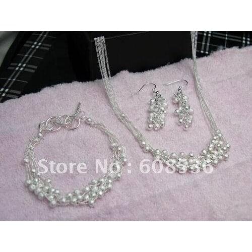 Fashion jewelry, Hot S925 sterling Silver color Jewelry Sets Grapes BEADS Necklace & bracelet, S126