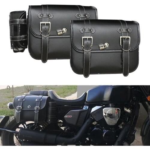 Pair Universal Motorcycle Saddle Bags Side Storage Luggage Bag Fork Tool Pouch For Honda/Yamaha/Suzuki