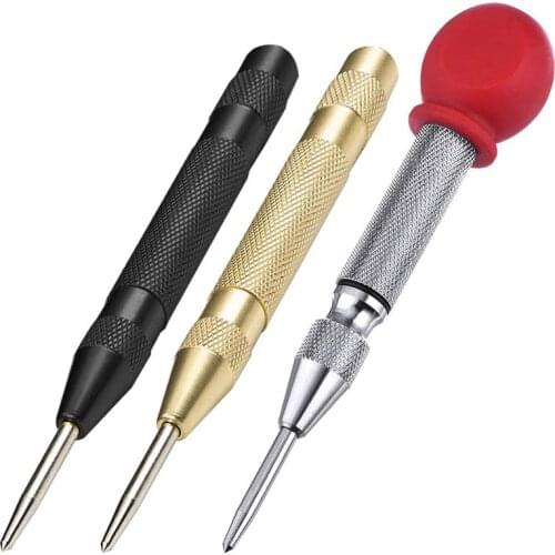 Promotion! 3 Pcs Automatic Center Punch Tool, 5 Inch Spring Loaded Crushing Hand Tool With Cushion Cap And Adjustable Impact – G