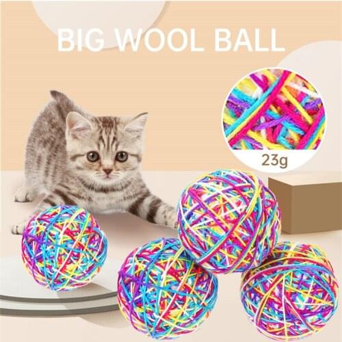 Rainbow Pet Cat Rolling Ball Toys Pet Cat Toy Sisal Ball Made of Colorful Wool Yarns Kittens Scratch Ball Toys for Exercising