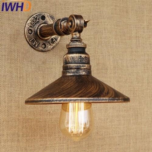 IWHD Retro Loft Style Antique Water Pipe Lamp Industrial Edison Wall Sconce Iron Vintage Wall Light Fixtures Indoor Lighting