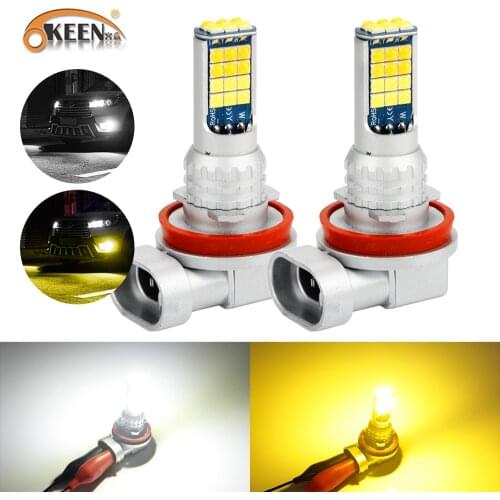 OKEEN 2pcs Super Bright 40W LED Car Fog Light 6000K White 3000K Yellow H11 H1 H7 H4 Bulb 12V H8 H9 9005 9006 Fog Lamp Waterproof
