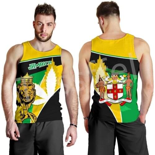 Tessffel NewFashion Country Flag Jamaica Lion Emblem Retro 3DPrint Men/Women Summer Harajuku Vest Casual Sleeveless TankTop No.1