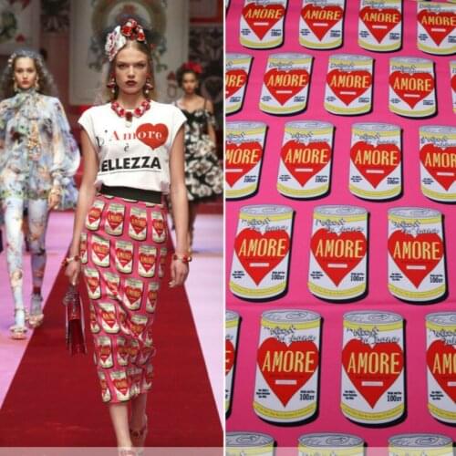 Italian Brand Logo PrintFabric Fashion Dress Scarf Fabric Polyester Material Diy Parent-child Fabric Wholesale Cloth by Meter
