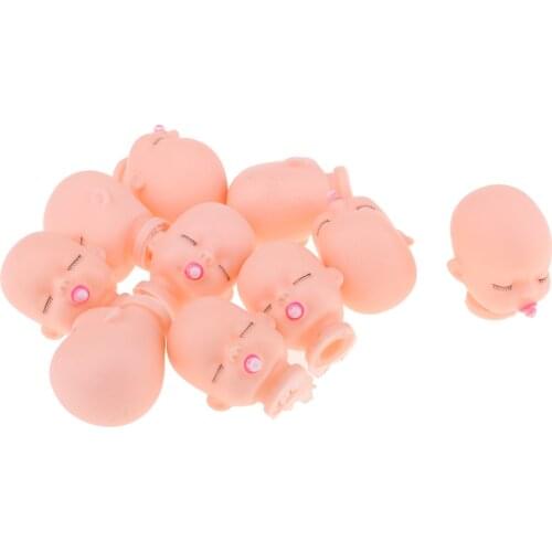 10pcs Mini Vinyl Sleeping Baby Doll Head For Licca Doll DIY Supplies Knitting Keychain Keyring Hanging