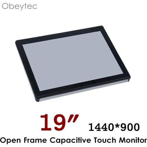 19" 16:9 embedded capacitive touch-monitor with VGA VDI HDMI, 10 touch points, anter-proof, 1440*900, 250nits, OB-OPM-190W