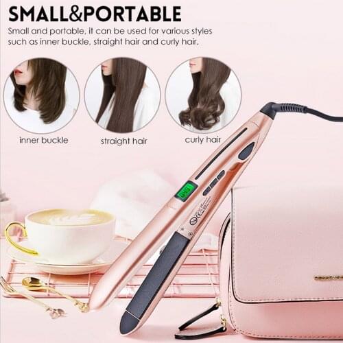 2in1 Hair Curler Straightener Portable Adjustable Temperature Ceramic Iron Curling Styler Hair Curler Electric Hair Straightener
