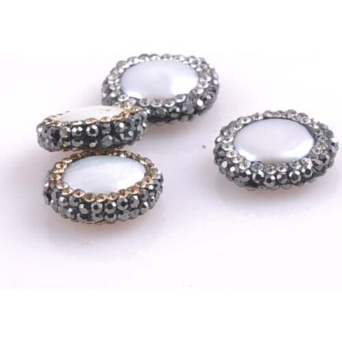 Pearl Natural Beads Crystal Flat Round Spacer beads for Jewelry making 1pcs 13-16mm 2pcs TRS0202X