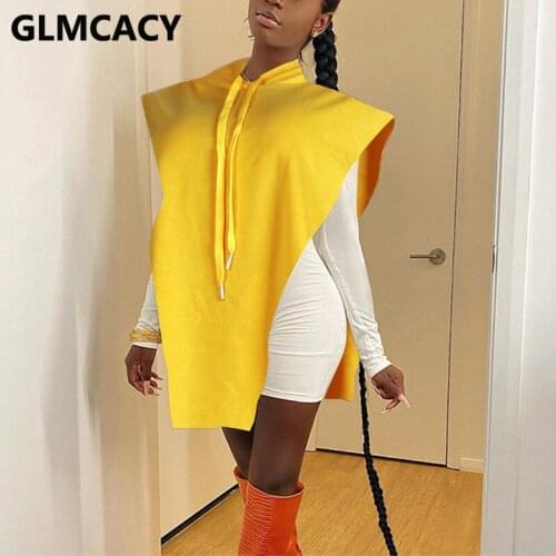 Women Casual Cape Sleeve Hooded Irregular Sweatshirt Hoodies