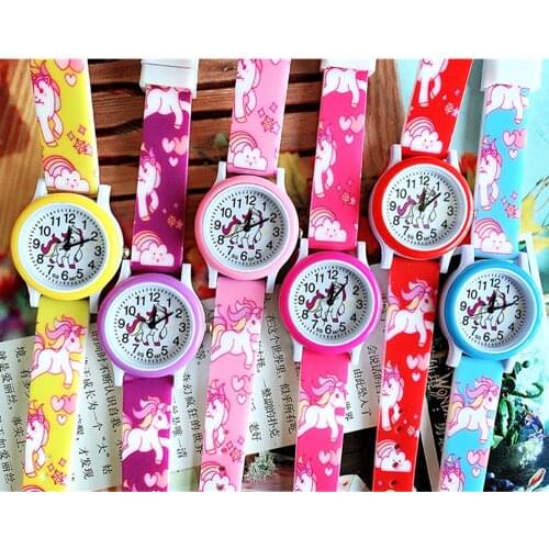 10pcs/lot Pretty Princess Unicorn Rainbow Cloudy Girls Kids Children Students Silicone Candy Jelly Party Gift Wrist Watches