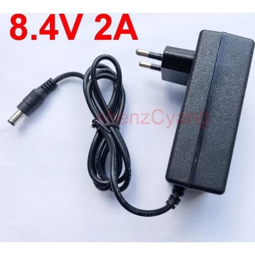 50PCS High quality 8.4V 2000mA 2A 5.5mm x2.1mm-2.5mmUniversal AC DC Power Supply Adapter Charger For lithium battery 8.4V2A