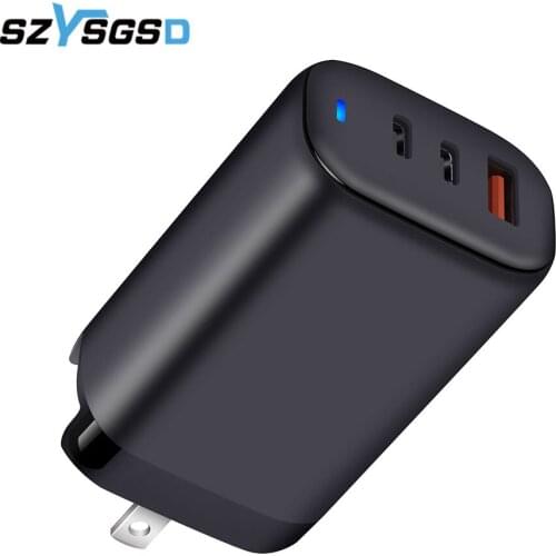 PD 65W GaN Quick Charge Power Adaptor 3 Port USB For For iPhone 12 11 Pro XS X 8 Max Mini Type C Fast Charging Charger EU US UK