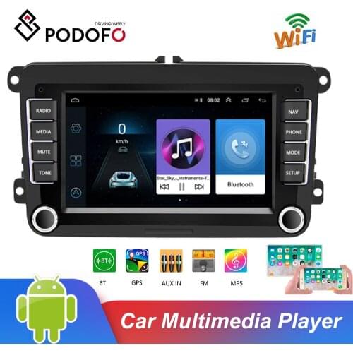Podofo Android 2Din Car Stereo Radio 7'' TFT Capacitance Touch Screen Car MP5 Player with Bluetooth GPS FM AM for VW