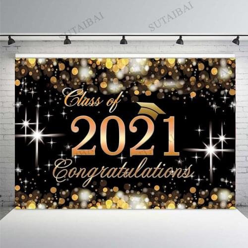 Glitter Bokeh Spots Photography Backdrops Class of 2021 Graduation Party Photo Background Vinyl Congrats Grad Prom Decor Banner