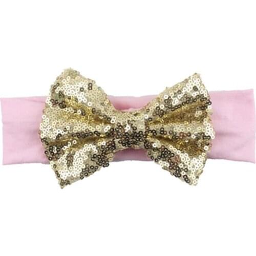 Big Sequin Bow Headband for Kids Newborn Girls Headband Stretch Cotton Headbands Bow Hair accessories Hairband Elastic