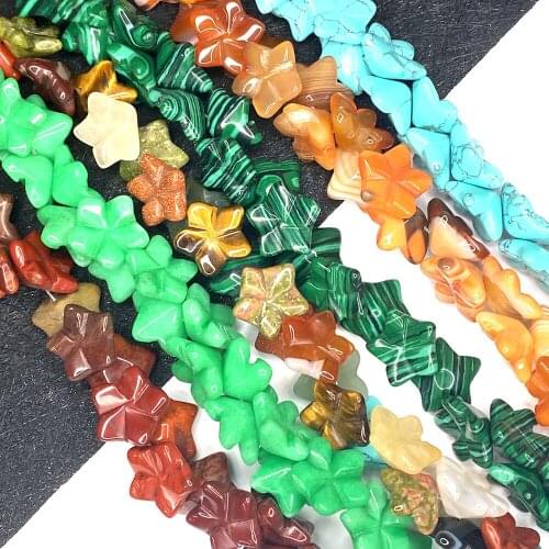 Small Flower Shape Natural Stone Beads 15x15x7mm Black Agate Loose Beads DIY Jewelry Making Bracelet and Necklace Accessories