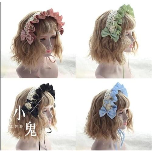 Annies breakfast Cosplay Sweet Lolita Bonnet Headwear Retro Princess Hair band Girl Bow Lace Hair clip Headbands B470