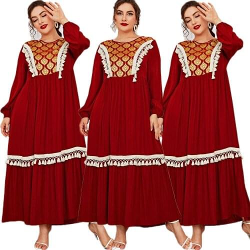 Dubai Muslim Women Tassel Ethnic Long Dress Arabic Abaya Islamic Clothing Dubai Pleated Ramadan Maxi Robe Gown Middle East Robe