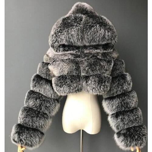 European Winter Plus Size 3XL Fur Coat Hooded Faux Fur Winter Warm Jacket Elegant Thick Warm Outerwear Fake Fur Jacket Chaquetas