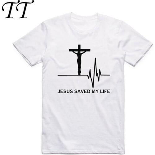 2019 Print Jesus Saved My Life T Shirt Savior God Religion Prayer Faith Christian T Shirt O-Neck Short Sleeve T-shirt HCP959