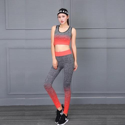 Hot Sale Fitness O-neck Sleeveless Top and Long Pant Women Yoga Sets Breathable Sportwear Sport Gym Lady Clothing Workout Set