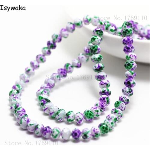 Isywaka Fashion 4x6mm 50pcs Rondelle Austria faceted Crystal Glass Beads Loose Spacer Round Beads for Jewelry Making No.84R6