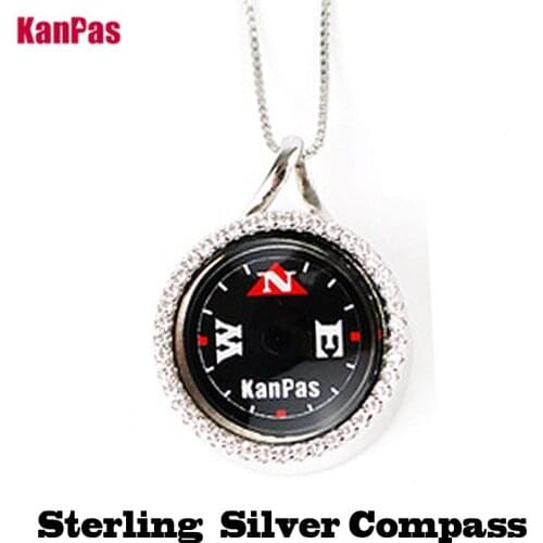 KANPAS 925 sterling silver with Rhodium plated Jewelry compass/ Hand made Luxury compass present/ durable compass /S-14