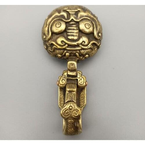 China Collection Brass Sculpture Beast King Belt Buckle Metal Crafts Home Decoration #2