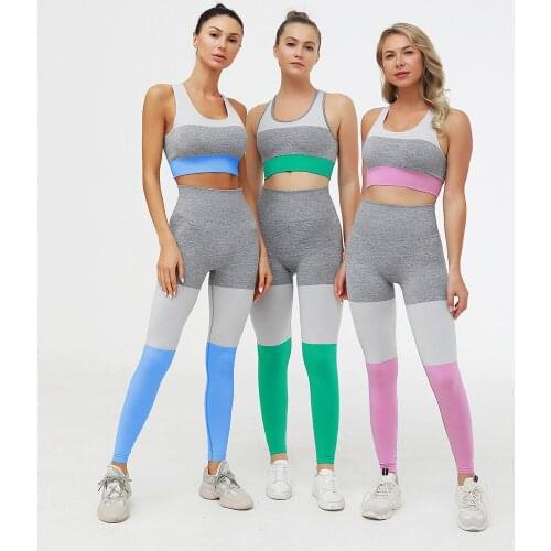 TWO PIECE SET Workout Tracksuit Women Clothes Sportswear Sexy 2 PIECE Set Crop Top High Waist Activewear Sporty Tight Outfits pc