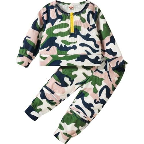 Ma&Baby 6M-3Y Toddler Infant Baby Boys Clothes Set Camo Outfits Long Sleeve Tops + Pant Outfits Spring Autumn Clothes DD43