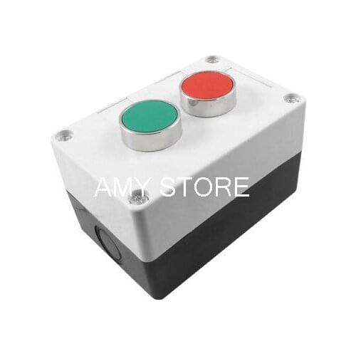 Momentary Spring Returned Push Button Switch Rectangle Station Box Red 1NC Green 1NO
