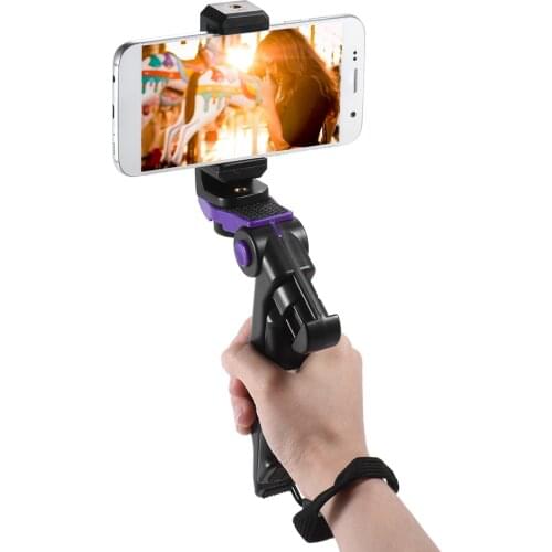 Mini Phone Tripod Stand Handheld Grip Stabilizer with Adjustable Smartphone Clip Holder Bracket for iPhone for Samsung