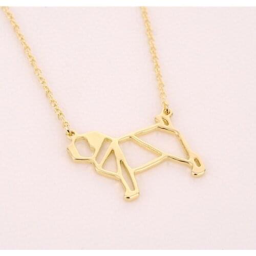 Fashion origami pug Necklace Geometric jewelry drop ship cute dog pendant necklace Animal lover gift for ladies