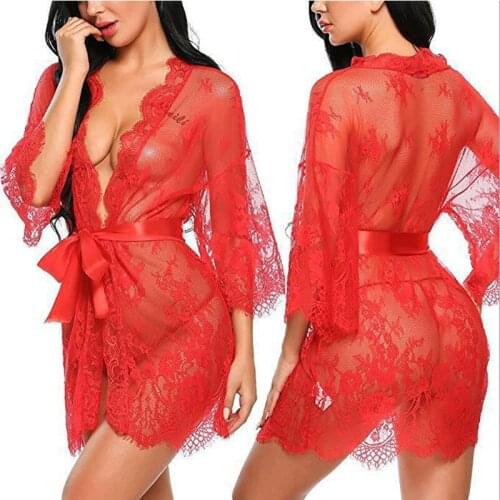 Fashion Design WomenS Sexy Explosive Transparent Lace Hollow Sexy Nightgown