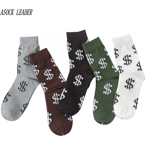 2018 New Autumn & Winter Mens Socks Cotton High Quality Dollar Pattern Socks For Men Casual Business Socks