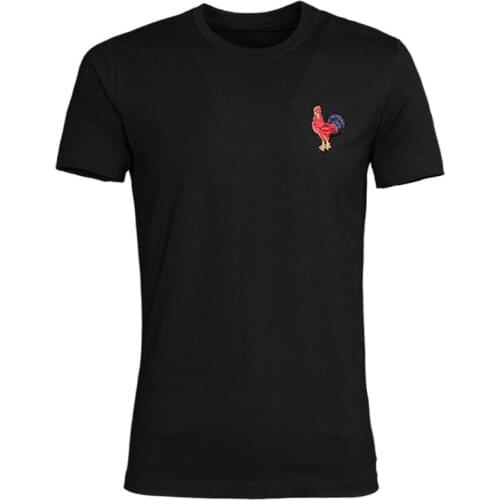 New Arrival Mens Cock Metal Thread Embroidery Short Sleeve T-shirts M-l-xl-2xl-3xl High Quality Mens Fashion T-shirts