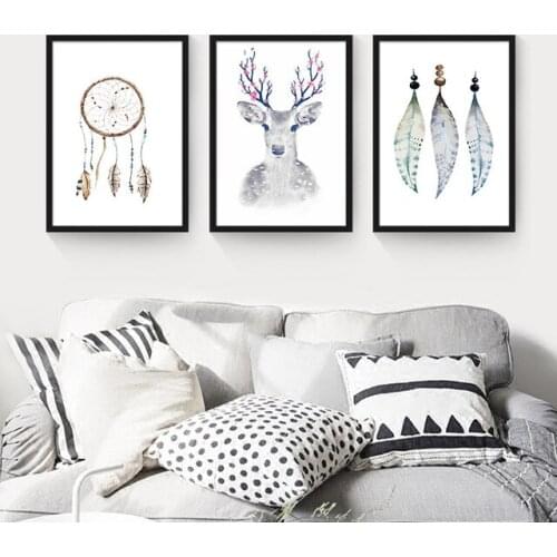 NEW Modern Canvas Art Print Poster Oil Painting by Numbers Green leaves print Wall Pictures for Living Room