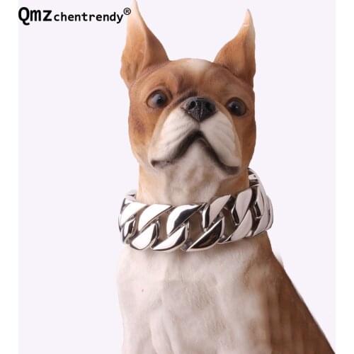 23mm/30mm Width Heavy bulldog Dog Collar Durable Outdoor Chain Stainless Steel Pet Dog Chain Training Collar Choker Necklaces
