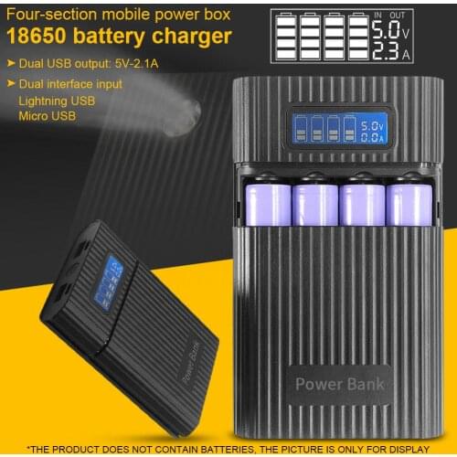 Soldering-free 4-section digital display mobile power 18650 charger DIY charging treasure set