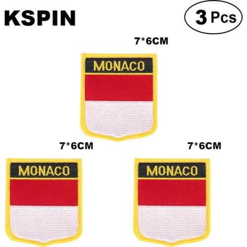 Monaco Shiled Shape flag patches national flag patches for Cothing DIY Decoration