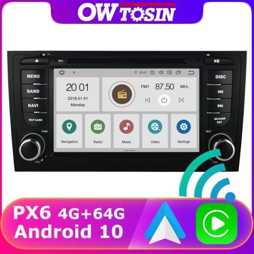PX6 4+64G Car DVD Media For Audi A6 S6 RS6 Allroad 1997-2004 GPS Android 10 Wireless Carplay Radio Bluetooth 5.0 Auto Stereo DAB