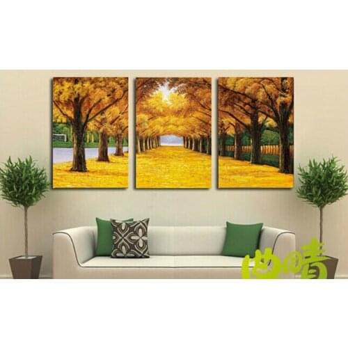 Modern fashion abstract oil painting on canvas Hand painted gold leaves stree paintings NO frame