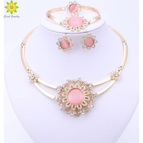 Bridal Jewelry Set Best Quality African Big Flower Gold Color Jewelry Sets Wedding Costume Jewellery African Bead Jewelry