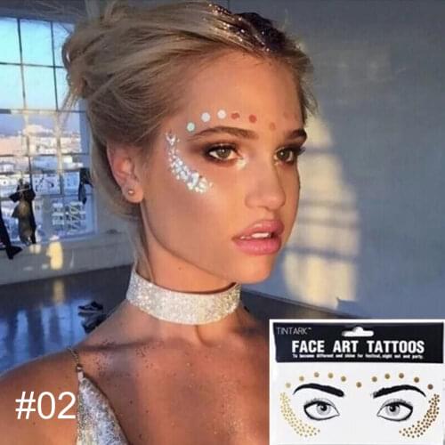 Gold silver 3D Sexy face fake tattoo rhinestones for woman Party face Jewels tatoo tattoo stickers Temporary tattoos glitter