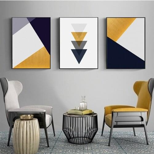 Triangle Hexagon Geometry Mosaic Combination Wall Art Canvas Painting Posters And Prints Wall Pictures For Living Room Decor