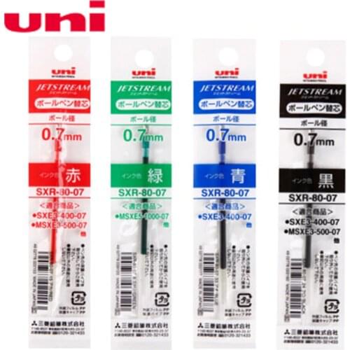 Uni SXR-80-07 Refills for MSXE5-1000-07 Ballpoint Pen 0.7 mm-4 colors packed (Each color 2 Pieces)