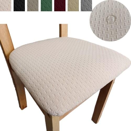 High Stretch WaterProof Removable Dining Chair Seat Cover Jacquard Chair Seat Cushion Slipcover For Dining Room Kitchen Banquet