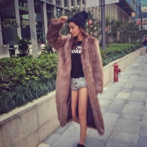 2020 new Korean version imitation fox fur coat long fur coat long coat windbreaker Slim women warm clothing wj656
