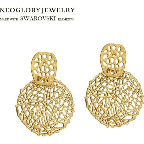 Neoglory Metal Matted Plated Long Dangle Earrings Wire-netting Geometric Style Cool Lady Daily Party Dress Sweater Sale