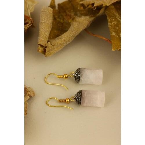 Dr Stone Natural Stone Women 'S Pink Quartz Earrings Z121AR189 202321655